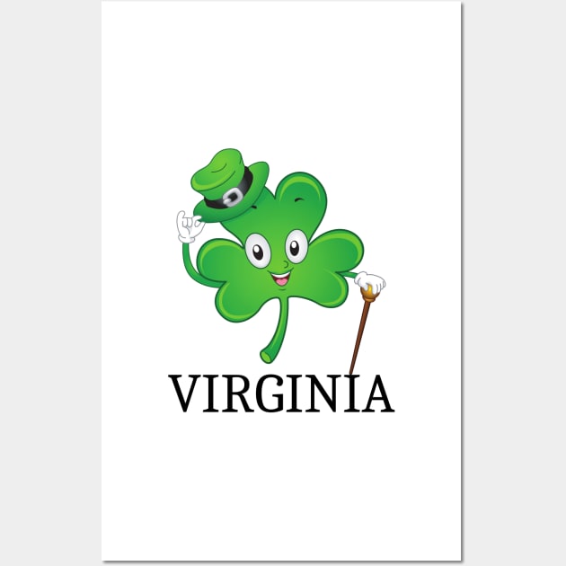 St Patrick&#39;s  Irish Shamrock VIRGINIA, Irish Gift for Wife Wall Art by yassinebd